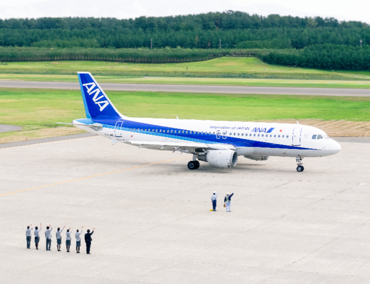 飛行機お見送りの様子